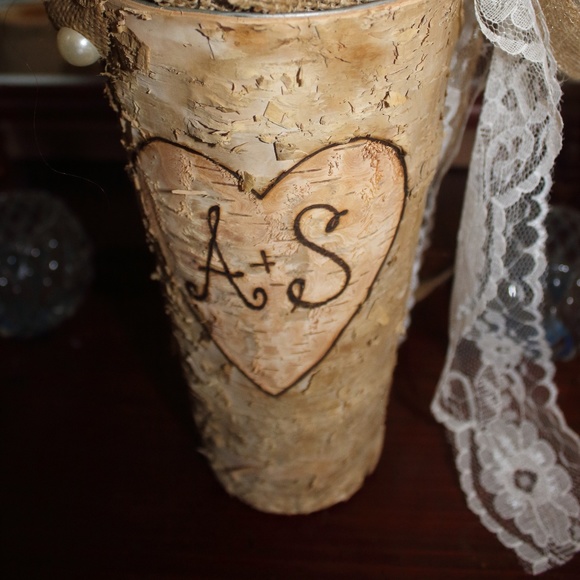 UNBRANDED Other - RUSTIC VASE WITH INITIALS A&S